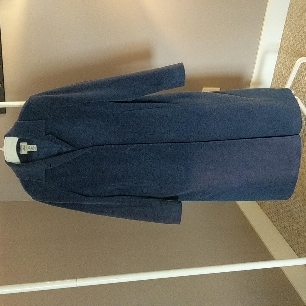 LL Bean blue wool blend pea coat Long